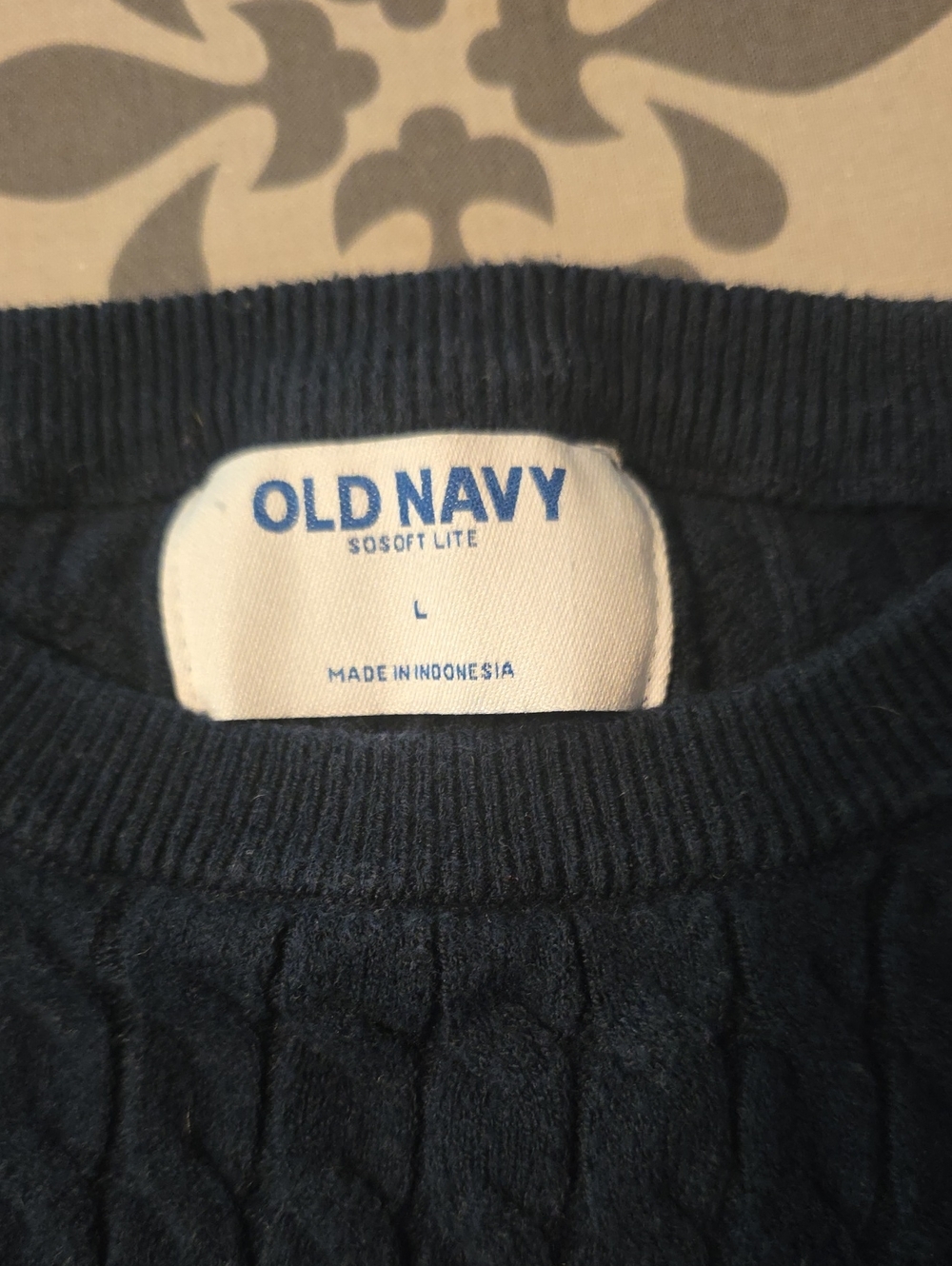 Old Navy Men's Dark Navy Cable Crewneck Sweater